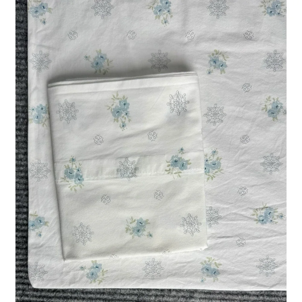 Simply Shabby Chic Pillowcase Ashwell Blue Floral Medallion Cotton Cottagecore
